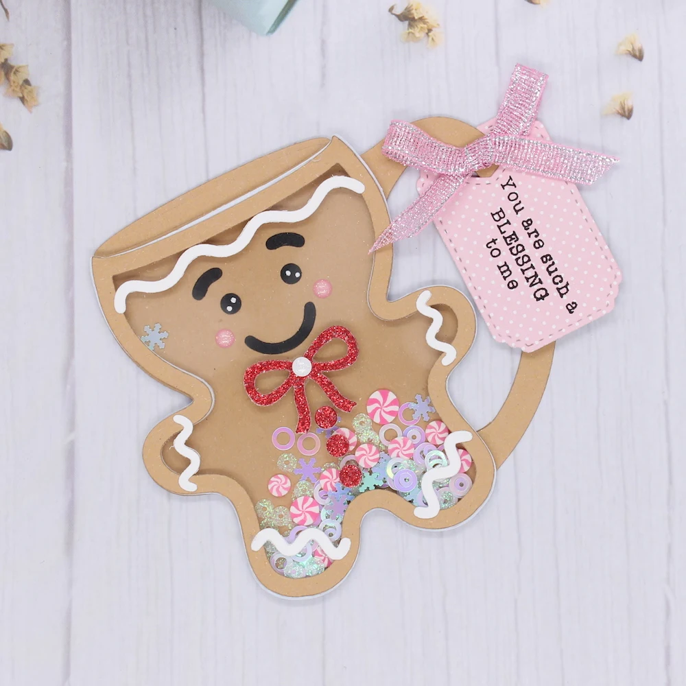 KSCRAFT Gingerbread Man kubek kawy Shaker metalu wykrojniki szablony dla DIY Scrapbooking dekoracyjne wytłaczanie kartki DIY