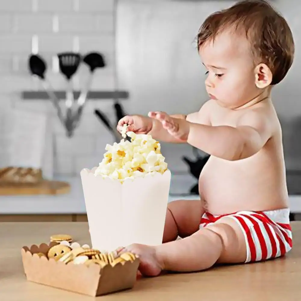 12 Pieces Pure White Popcorn Boxes Container Birthday Movie Party Favors Treat Bags Wedding Bridal Favor Guests Gifts Box