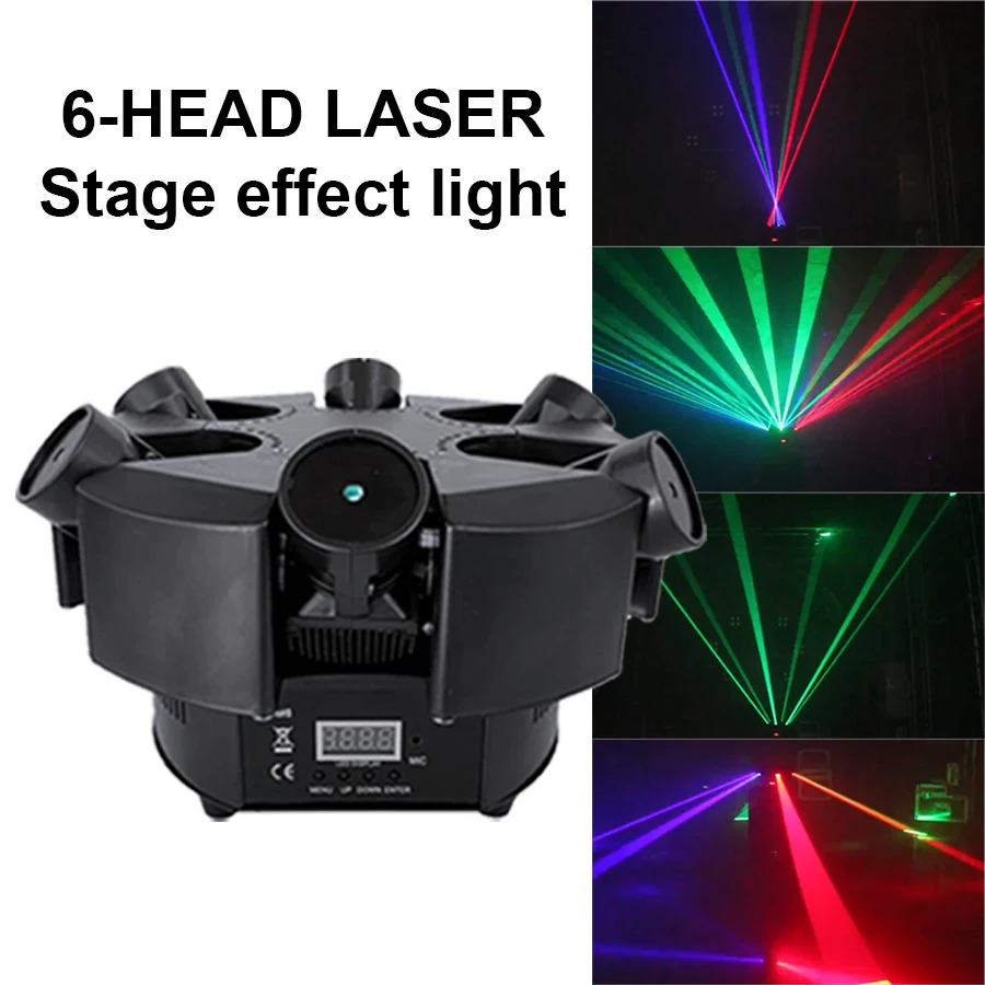 

2021 New Smart 6 Heads Moving Head Beam Laser Light RGB Floral Color Laser Light Projector Unlimited Rotating Disco Laser Light