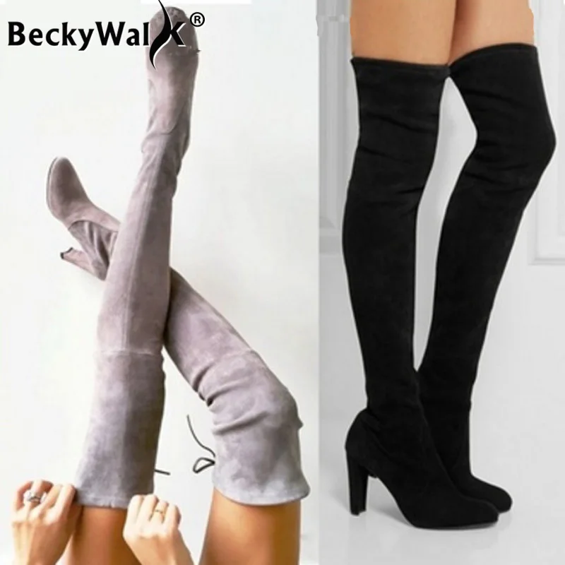 Big Size 35-43 Winter Over The Knee Boots Women Stretch Thigh High Sexy Woman Shoes Long Bota Feminina zapatos de mujer WSH3443