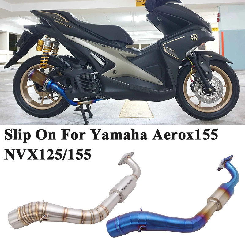 Slip On For Yamaha Aerox155 NVX125 NVX155 NVX 125 155 Motorcycle Exhaust Escape Modified Front Link Pipe Connect 51mm Muffler