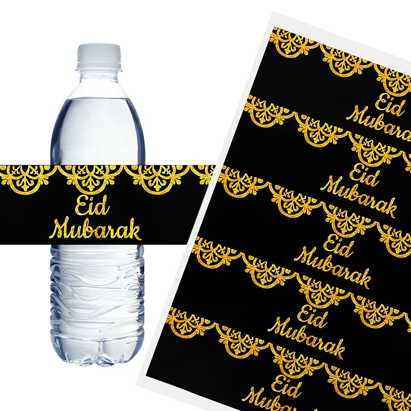 

20pcs Eid Mubarak Bottle Labels Ramadan Kareem Decor Mubarak Water Bottle Stickers Muslim Islamic Festival Party DIY Decorations