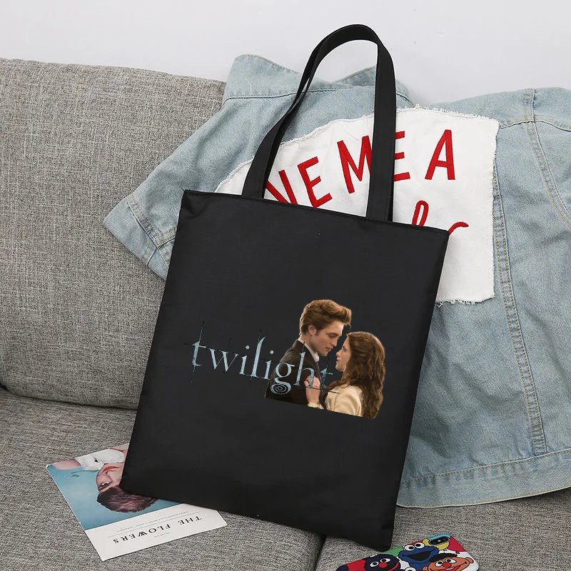 Twilight Men Women Shopping Bag Handbag Foldable Reusable Cloth Shopper Harajuku Style Bag Student Canvas Tote Bag