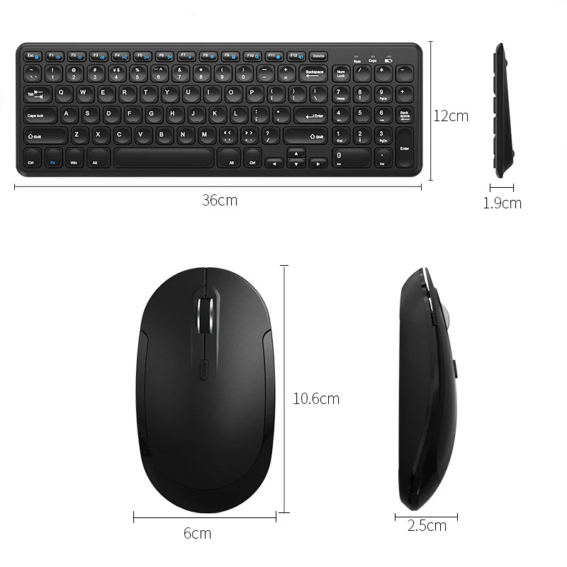 B.O.W Wireless Keyboard For PC , 96 Keys Whisper-Quiet Silent Keyboard Mouse  2.4Ghz Connected Share 1 Dongle