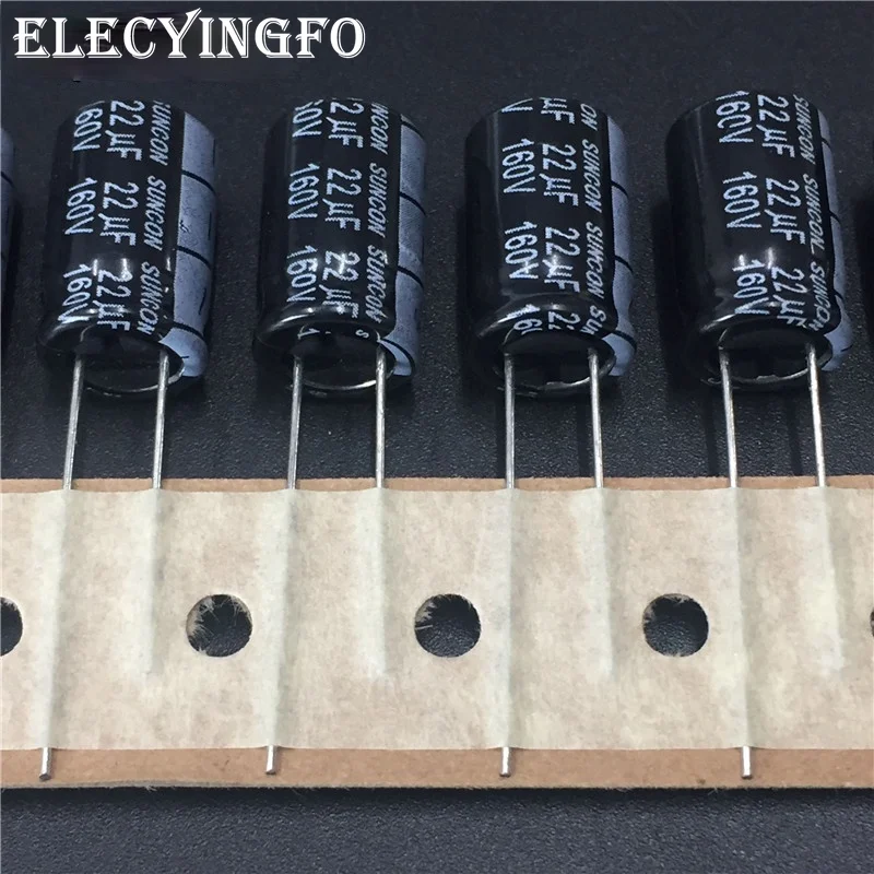 

20pcs/Lot 22uF 160V22UF SUNCON(SANYO) FAZ series 10x16mm 160V22uF Low Impedance Aluminum Electrolytic Capacitor