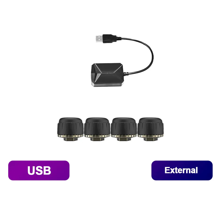 USB Android TPMS Tire Pressure Monitoring System Wireless Transmission 8 Bar 116 Psi Alarm System 5V Internal External