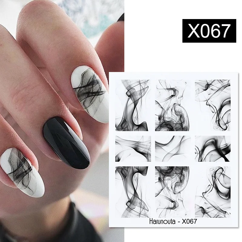 Harunouta Spring Summer Simple Flower Leaf Tree Water Decals Stickers Butterfly Slider Watermarks Decoration Nail Art Manicures