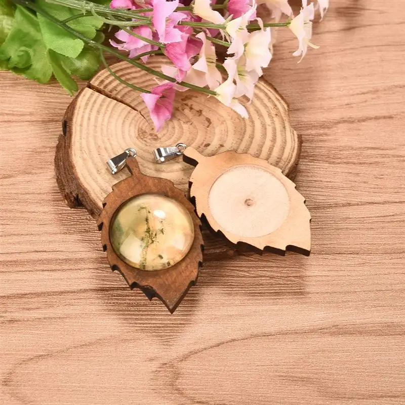 10Pcs Kayu Liontin Cabochon Dasar Pengaturan Perhiasan Membuat Aksesoris Kalung Kosong Tray Pengaturan Cocok 25Mm Kaca Cabochons