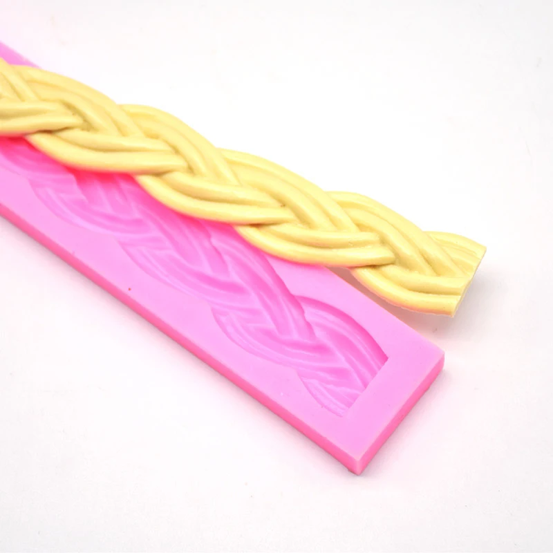 Long Knit Rope String Shape Silicone Mold 3D For Cake Border Decorating Pastry Candy Chocolate Fondant Mould Form Baking Tools