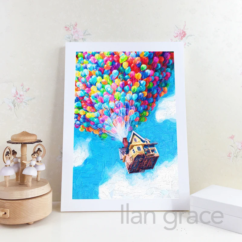 Balloon House UP Movie Print Pixar Poster Oil Painting Wall Art Canvas Painting Adventure Travel Posters Nursery Kids Room Decor image 5