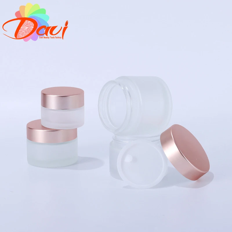 5-50ml Frosted Glass Cream Container Face Hand Mask Lotion Jar Rosepink Lid Tracvel Pots Refillable Bottle Cosmetic Skincare