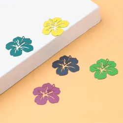 20 PCs Exquisite Hibiscus Flowers Charms Filigree Stamping Earring Pendant Copper  Flower Charm For DIY Jewelry Finding 21x 19mm