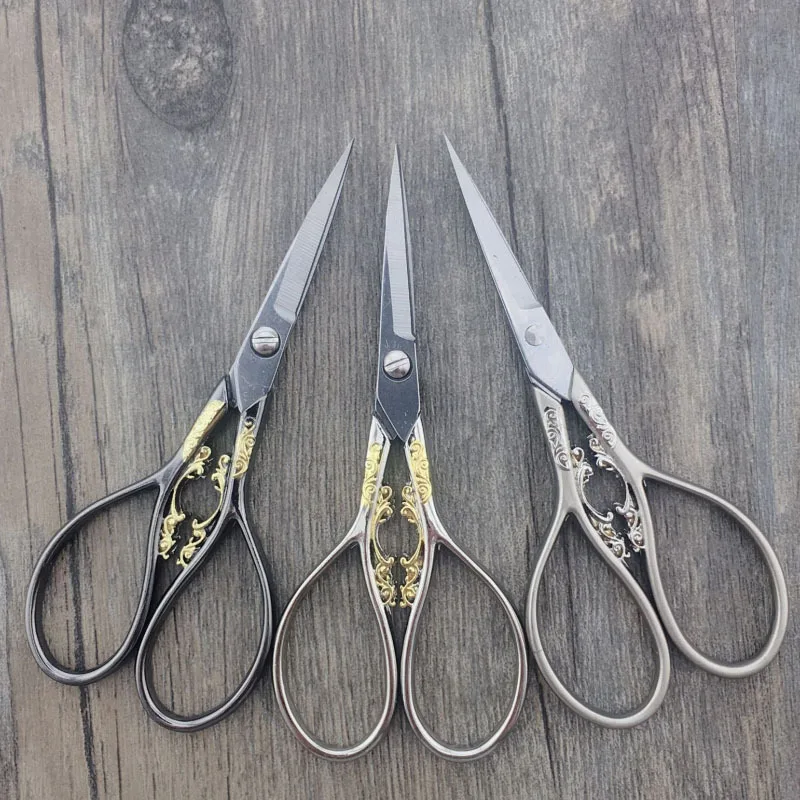 1PC European Vintage Stainless Steel Floral Scissors Sewing Shears DIY Tools Flower Pattern Embroidery Scissors