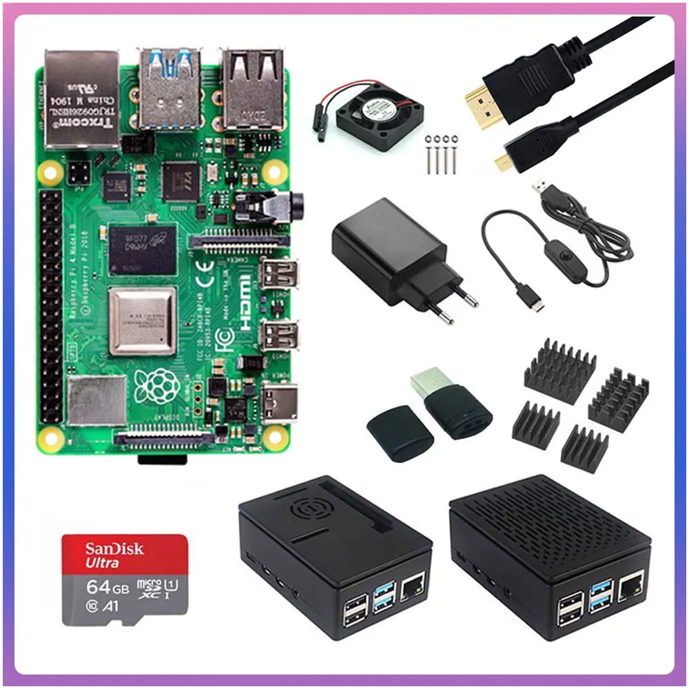 

Raspberry Pi 4 2GB 4GB RAM with ABS Case Power Supply Aluminum Heat Sink + HDMI-compatible for Raspberry Pi 4 Model B Pi 4B Pi4