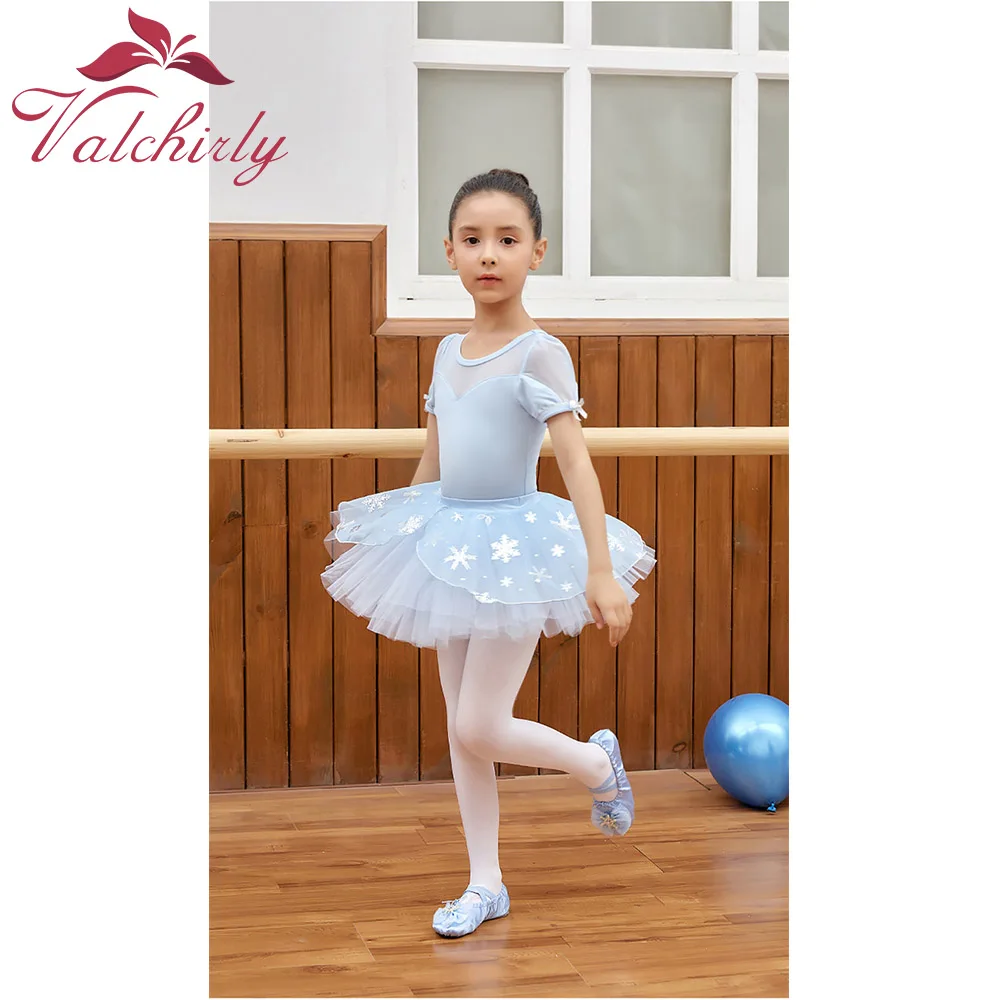 VALCHIRLY Cotton One-piece Ballet Dancewear Kids Two-piece Exercise Clothes Skirt Tutu for Girls