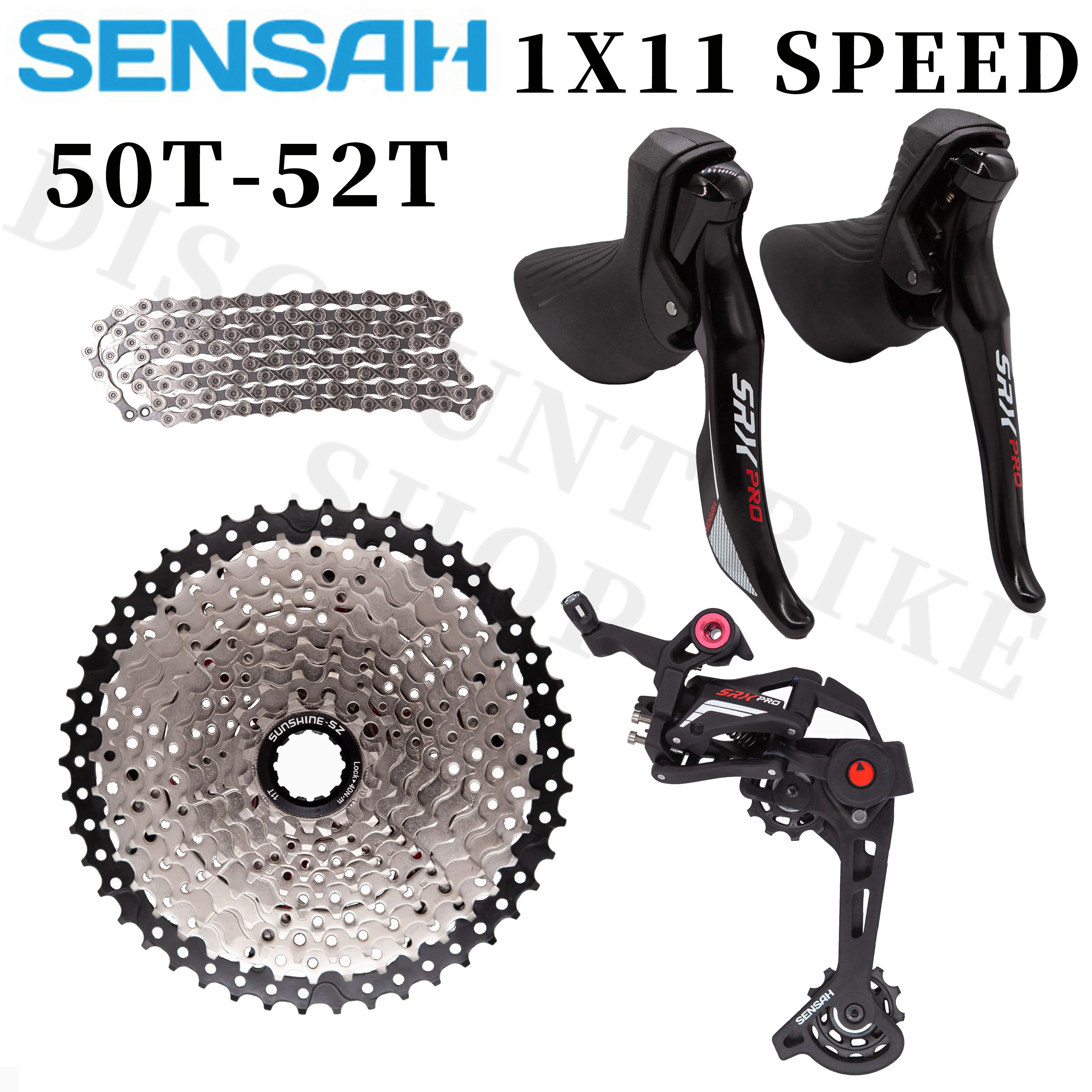 

SENSAH SRX PRO 1x11 Speed, 11s Road Bicycle Gravel bike cycle-cross groupsets R/L Shifter+Rear Derailleur+ Chains+Cassette