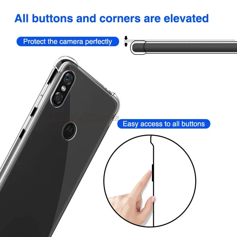 TPU Soft Silicone Clear Back Cover for Motorola Moto One Action Macro Zoom One Hyper Fusion Vision E7 Power E6 Play E5 Plus Case