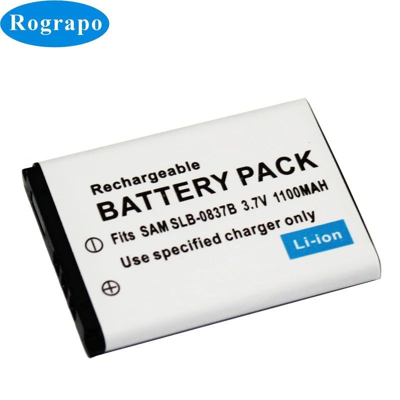 100% New 2Pcs 1100mAh SLB-0837B Camera Battery For Samsung SLB-0837B SLB 0837B Replacement Accumulator