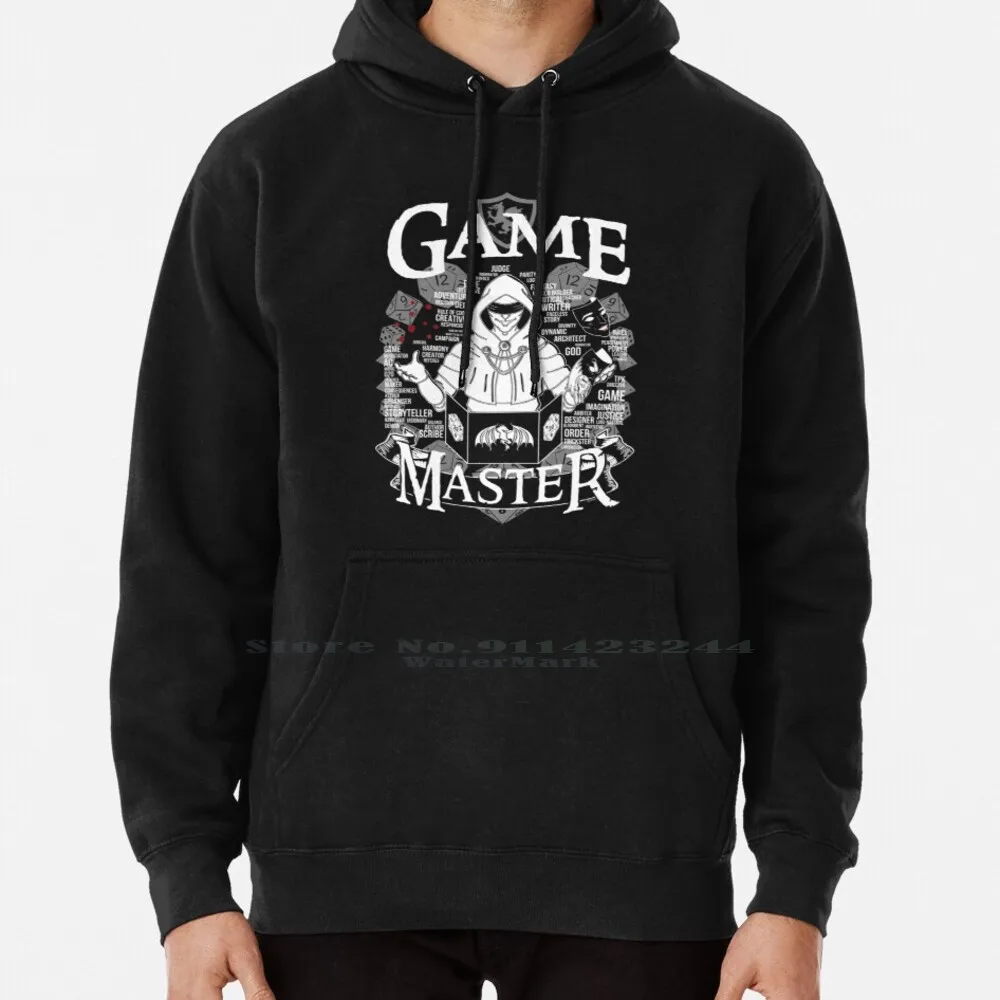 Game Master-White Hoodie Sweater 6xl Cotton Master Roll20 Board Game Tabletop Nerd Geek Dice Graphic Fantasy Beasts Rules Class