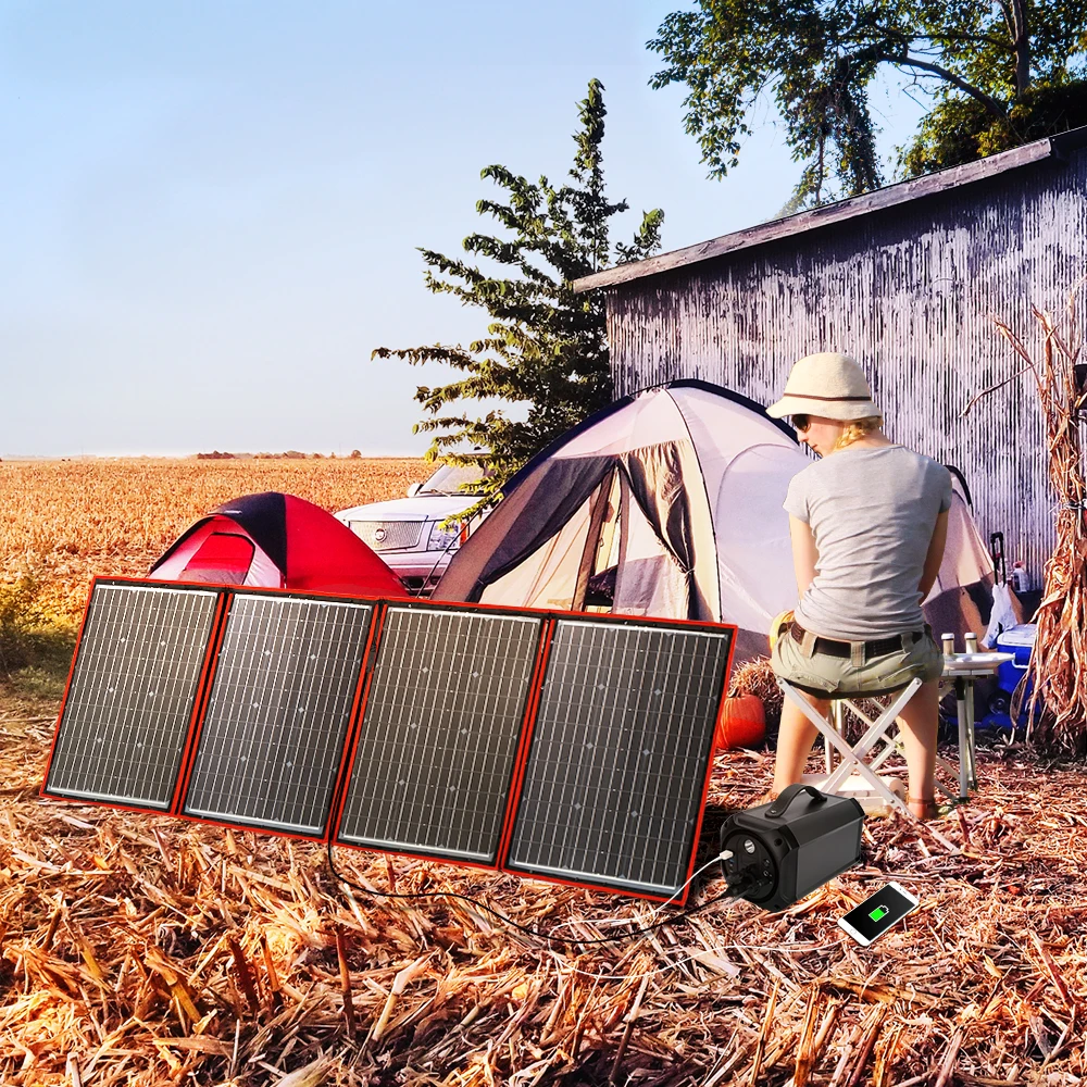 Dokio Flexible Foldable 200W(50Wx4) Mono Solar Panel High Power Portable Solar Panel For RV&Boat&Travel Solar Panel China