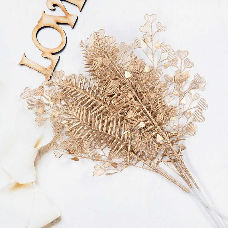 Goldene Serie Künstliche Blumen Konzentrischen Bouquet Eukalyptus Blätter Gefälschte Pflanzen Für Home Decor Hochzeit Weihnachten Party Blumen – Detail 17