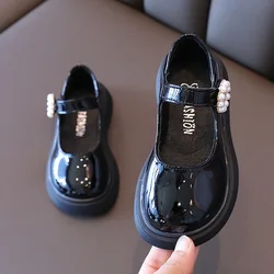 Princess Elegant School Shoes For Lights Girl Kid Dress Fashion Beaded Flat Children'S Show Shoes Autumn Leather Sneakers 8 Year