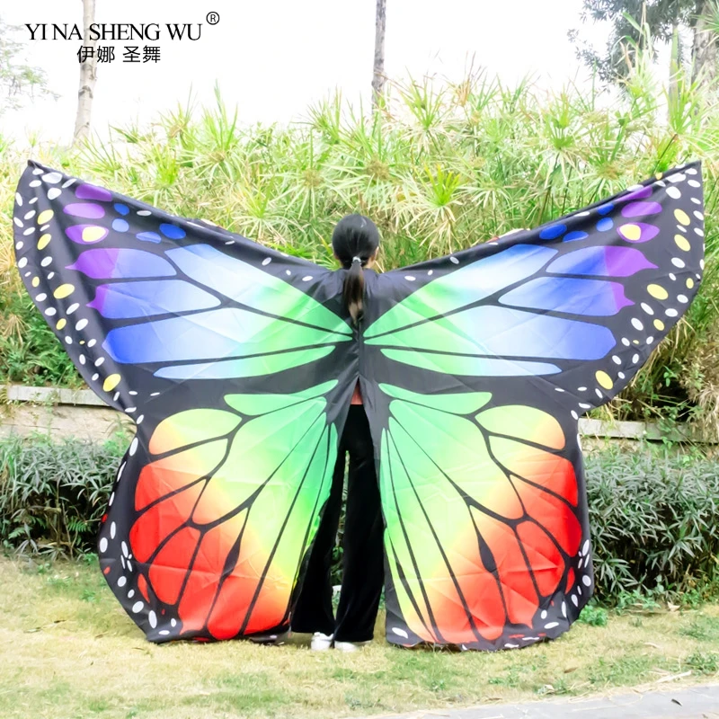 Rainbow Butterfly Wings For Women Kids Belly Dance Fashion 360 Degree Big Butterfly Props Stage Performance Rave Festival Wings