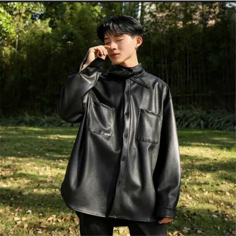 Neue krawatte stil langarm jacke junge Koreanische version von lose shirt pelz männer und frauen S-6XL! PU Große yards männer kleidung