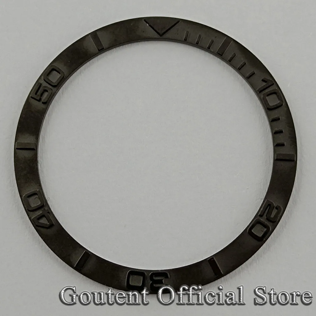 Goutent 38*31.5mm inserto lunetta piatta in acciaio inossidabile nero/blu/verde/grigio adatto per pezzi di ricambio di ricambio per orologi automatici