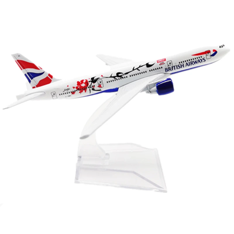 16CM Aircraft British Airways Plum Boeing B777 Airplane Metal Diecast Model Aviation Toys Plane Gifts Collection Display