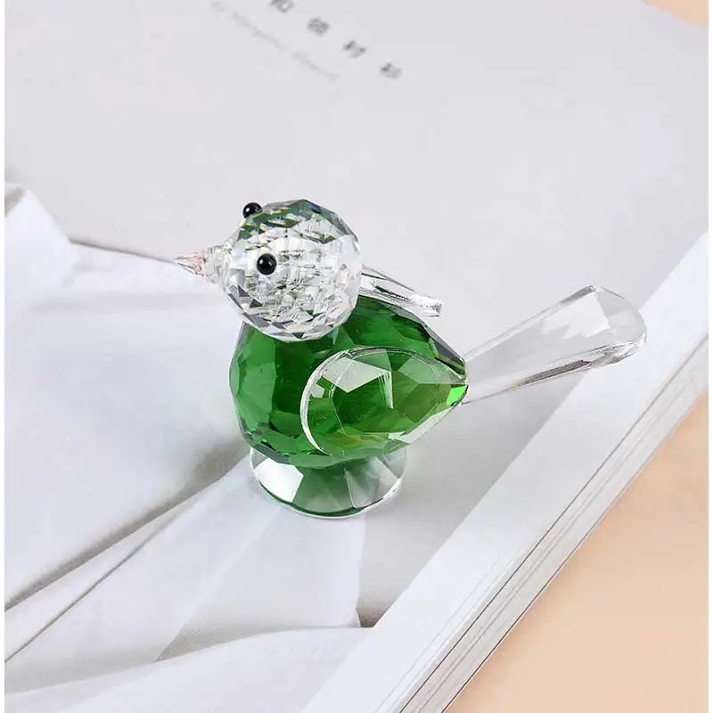 4 Color Crystal Cute Birds Figurines Ornament Glass Animal Paperweight Collection Home Table Decoration Kids Favor Gift