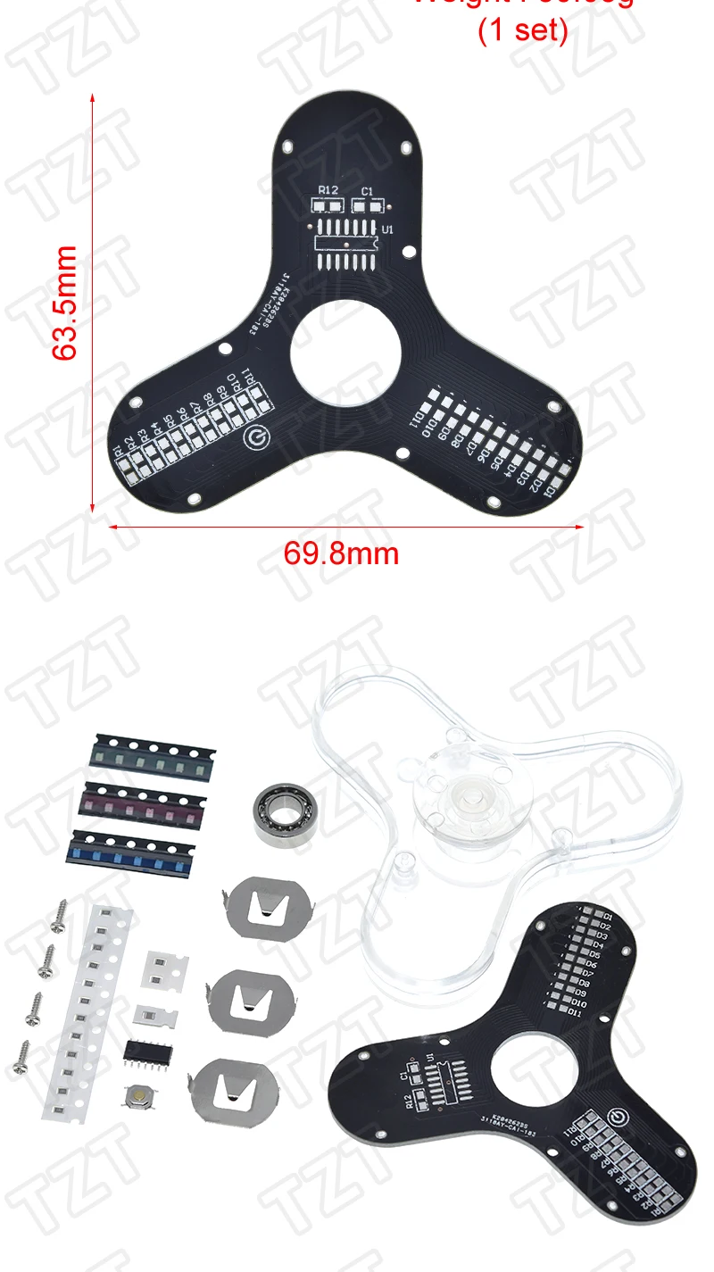 TZT Fingertip Gyro LED Bausatz: Lustiges DIY-Schweißset RG550 zur Entspannung von Körper und Geist – Elektronik-Bausatz – Detail 6