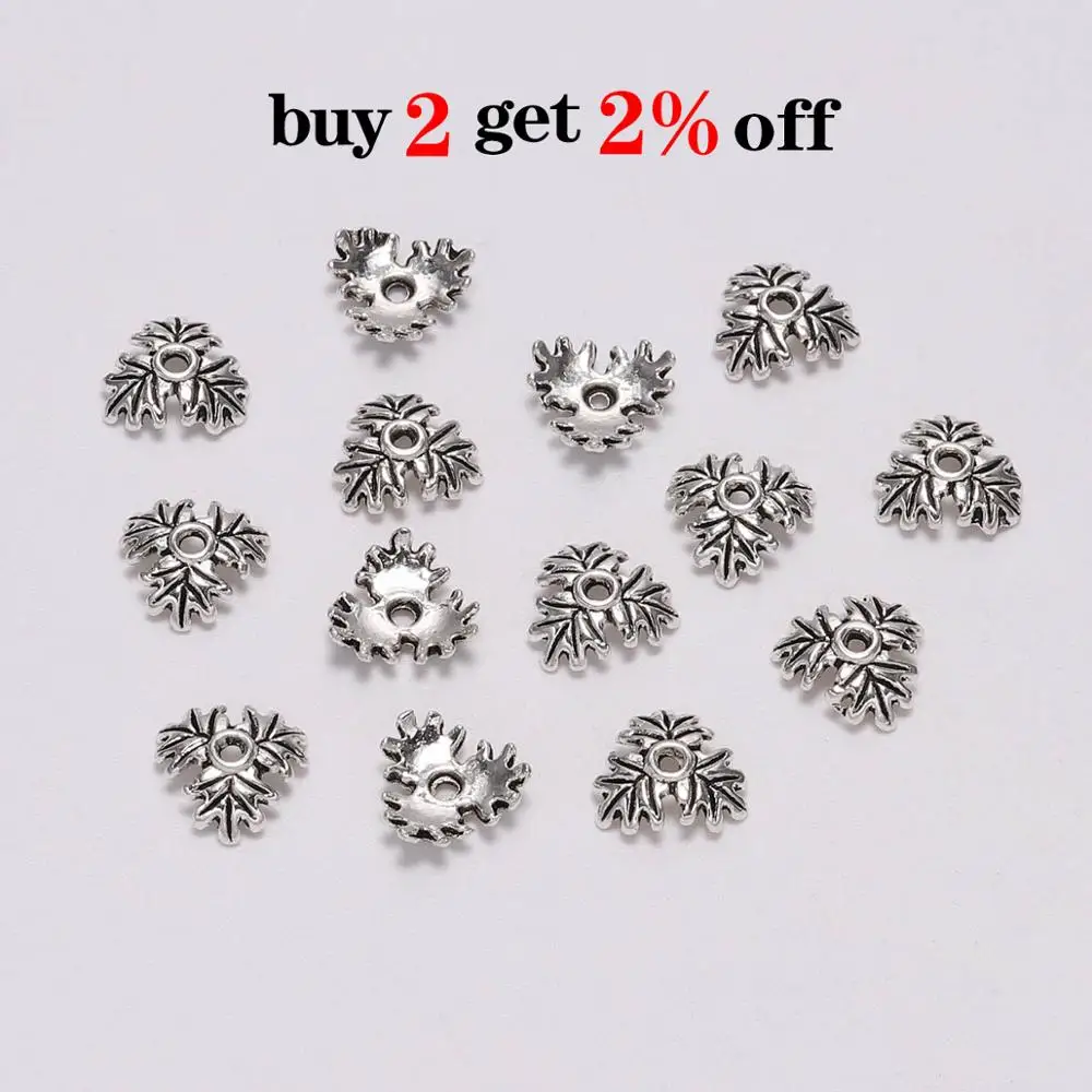 50pcs/Lot 10mm 3 Petals  Hollow Flower Leaf Loose Sparer Apart End Bead Caps For DIY Jewelry Making Findings Accessories