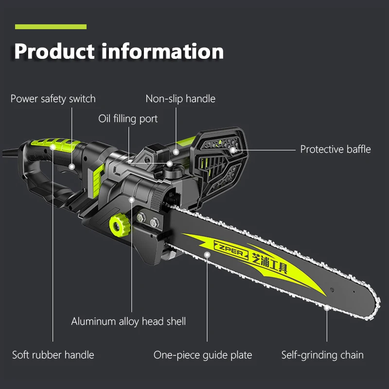 220V AC Electric Chain Saw Powerful  Hand-Held Electric Chainsaw Garden Power Tools Homehold Wood Cutter With Chain Saw 9990W