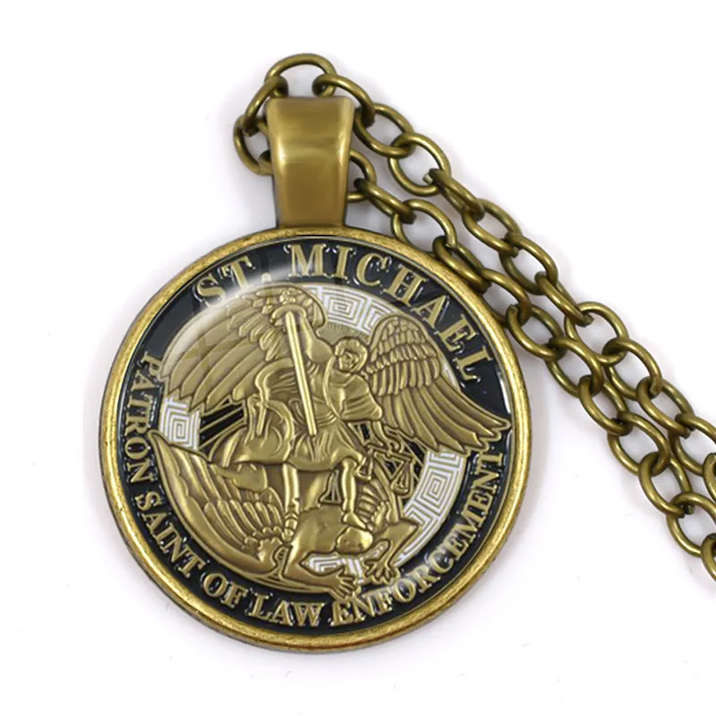 25MM Necklace Archangel St.Michael Protect Me Saint Shield Protection Charm Russian Orhodox Pendant Jewelry For Holy Gift