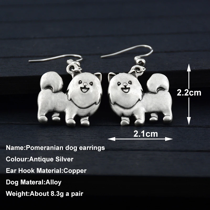 10 Pairs Vintage Cute Pomeranian Charm Dangle Earrings for Women Cartoon Dog Drop Earrings Jewelry Girls Bulk In Lots Wholesale