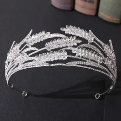 Baroque Crystal Grain Bride Crowns Tiaras Luxury Golden Rhinestone Crown Bridal Marriage Leaf Hair Accessories Wedding Headband