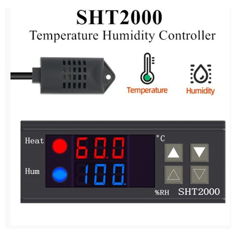 Controlador de temperatura e umidade sht2000, higrômetro, umidostato, incubadora de fabricação interna