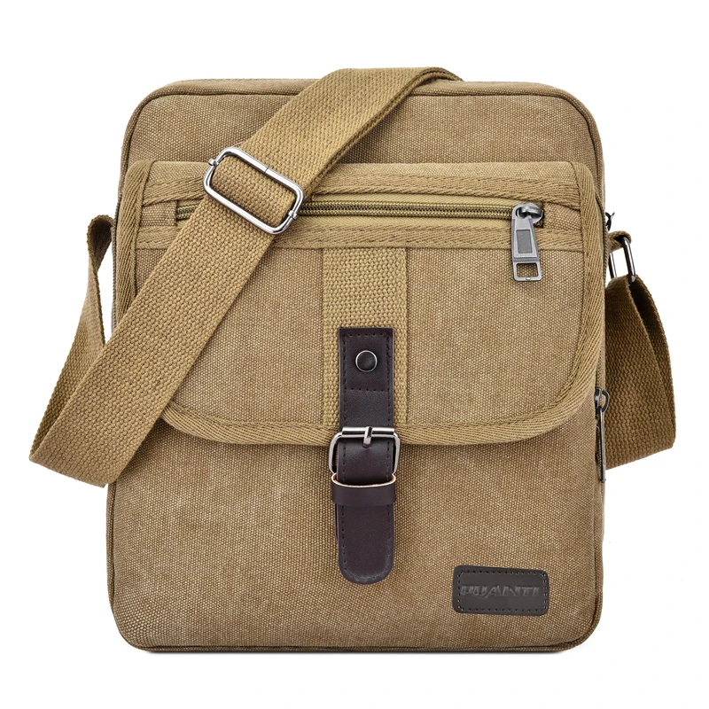 

Men's Travel Bag Canvas Casual Shoulder Crossbody Bags Hight Qualtiy Outdoor Bags Men Wearable Retro Zipper Sling Bag