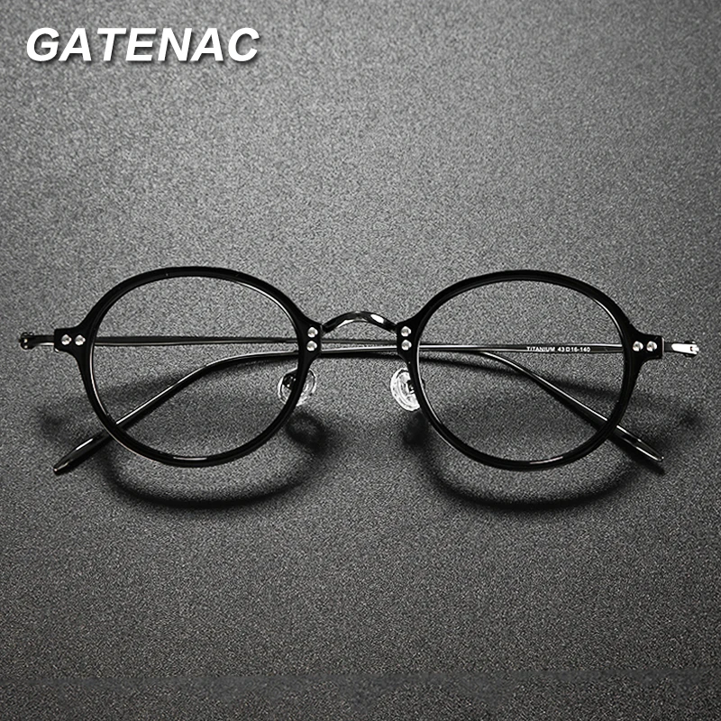 Vintage Titanium Glasses Frame Men Retro Round Prescription Eyeglasses Women Luxury Brand Transparent Myopia Optical Eyewear