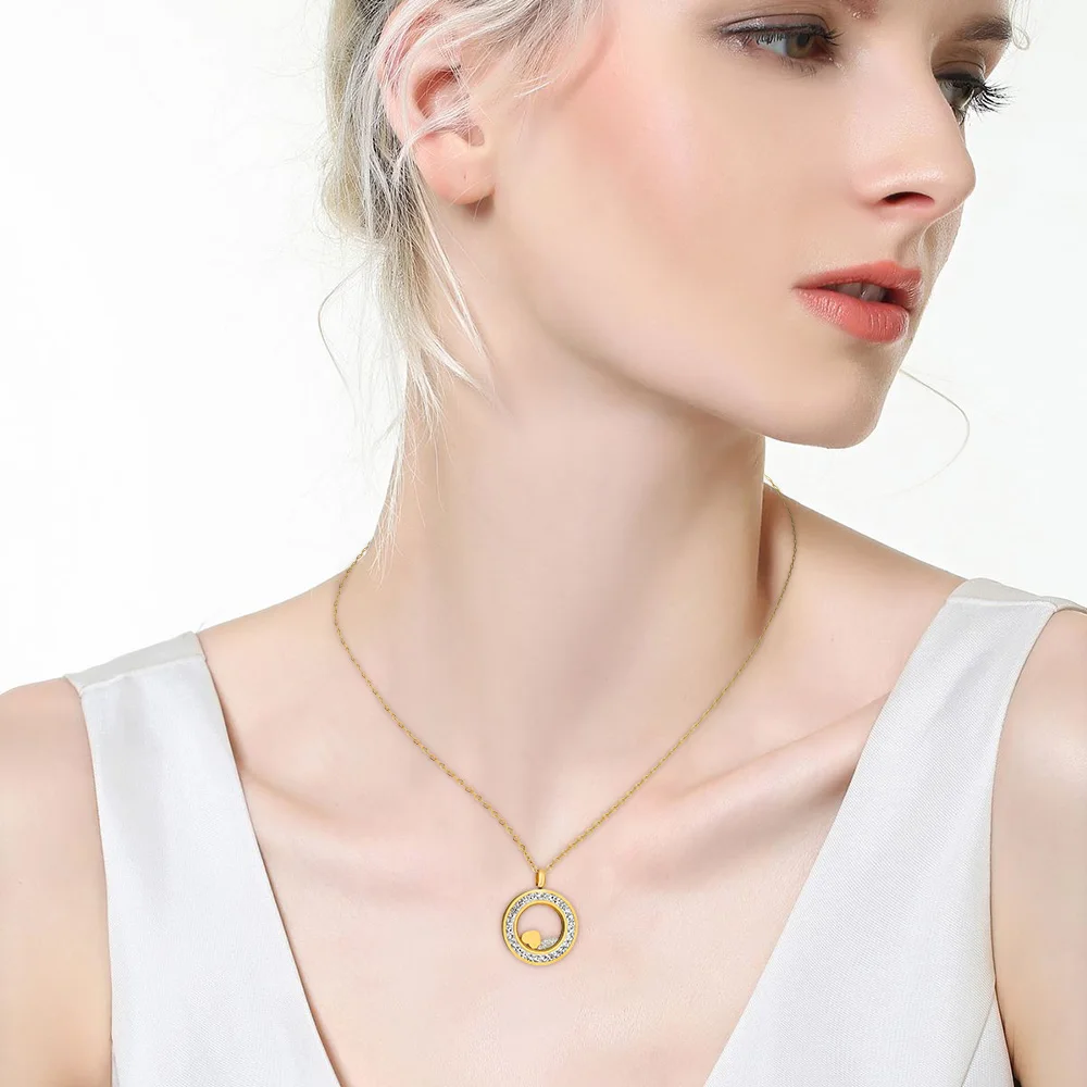Fashionable Mother's Day gift: 20MM titanium steel rhinestone hollowed-out stainless steel necklace collarbone chain