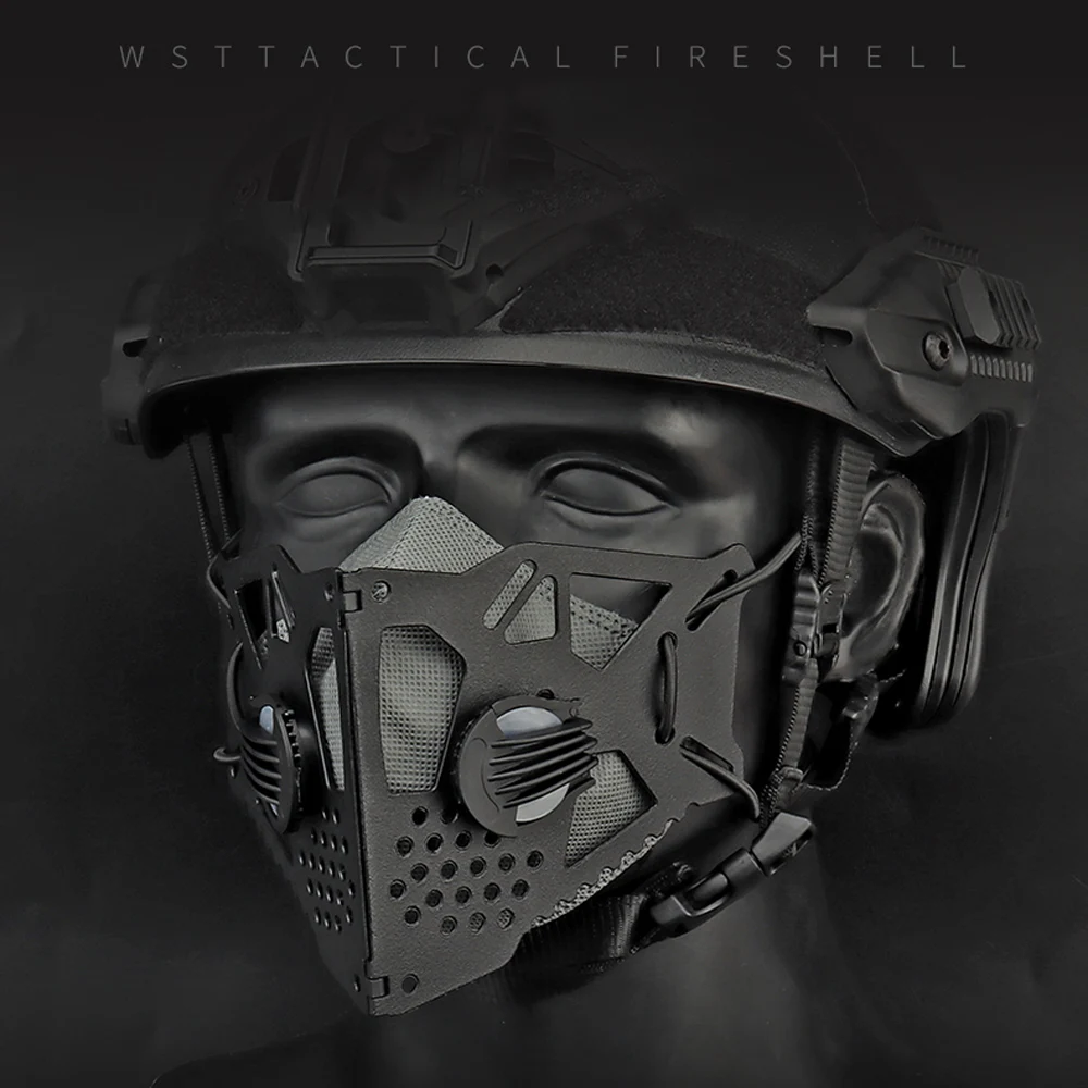 Mascarilla facial anti-gérmenes y anti-gotas, máscara de filtración de 6 capas con válvula de respiración, máscara táctica de Paintball Gaz KN90