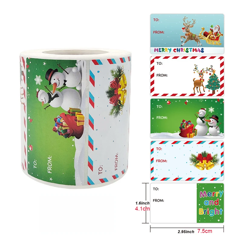 Christmas Theme Postcard Sealing Stickers Envelope Student Present Gifts Identification Card Rolled Self Adhesive Message Paper