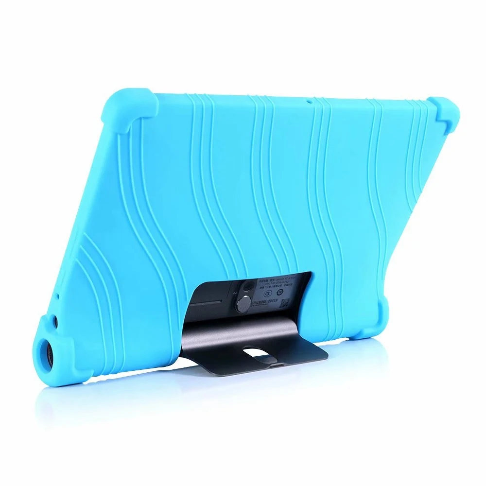 Silikon Lembut Case untuk Lenovo YOGA Smart Tab YT-X705F 2019 Stand Cover untuk Lenovo YOGA Tab 5 10.1 Inch Anak-anak kasus Aman + Film + Pen