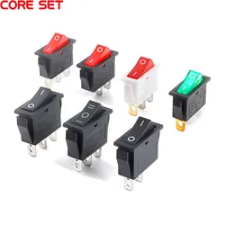 5Pcs KCD3 Rocker Switch Black Transparent Red Green LED Light 2/3 Pins 2/3 Gears 16A Silver Contact Switch Power Button Switch