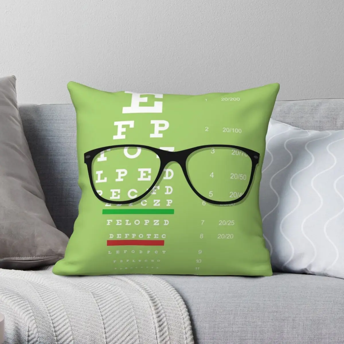 Eyeglasses Chart Pillowcase Polyester Linen Velvet Printed Zip Decor Throw Pillow Case Home Cushion Cover