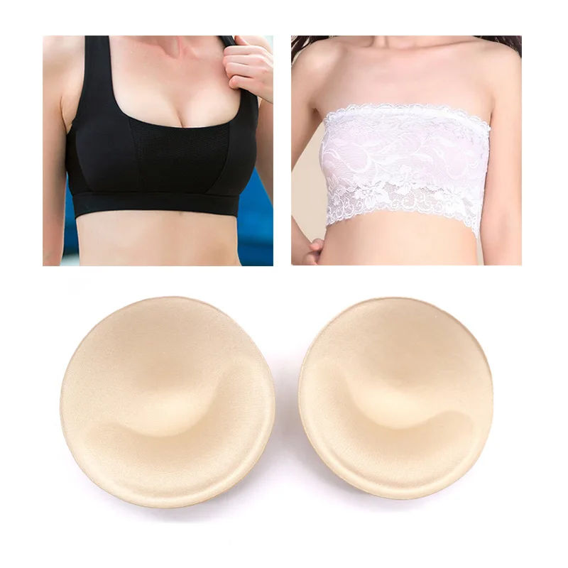 1pair Female Sponge Bra Pad for Bikini Swimsuit Breast Push Up Cup Removeable Enhancer Bra Pads Intimates Accessories