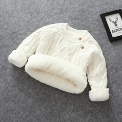 Autumn Winter Kids Baby Boys Girls Sweaters Cartoon Wool Pullover Toddler Childrens Warm Sweater Coat Cardigan Thicken Outerwear