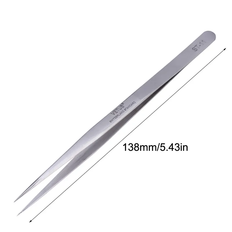 Precisão Pinças De Aço Inoxidável, DIY Repair Tools, Vetus, Suíça, ST-11, Novo, 1Pc