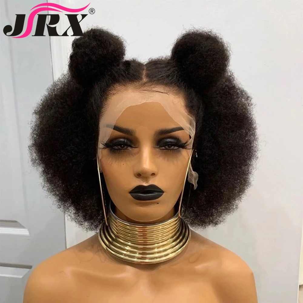 

Mongolian Afro Kinky Curly Lace Human Hair Wigs for Women Short Curly 13x4 Lace Wigs Pre plucked Natural Black Color Remy Hair